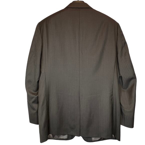 Jos. A. Bank 100% Wool Blazer Men's 44R Chocolate Brown Pinstripe Herringbone - Picture 2 of 8